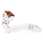 Glass Hand Pipe 11cm Amber
