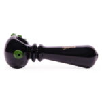 Glass Pipe Black with Kickhole and Studs Green 13cm